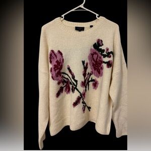 Ted Baker London Floral Jacquard Cozy Wool Alpaca Sweater Cream/Ivory Size L NWT